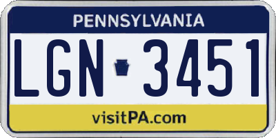 PA license plate LGN3451
