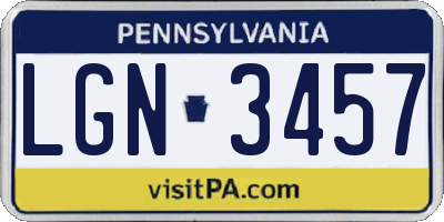 PA license plate LGN3457
