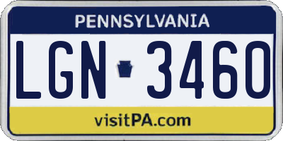 PA license plate LGN3460