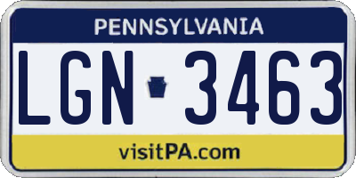 PA license plate LGN3463