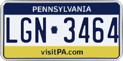 PA license plate LGN3464