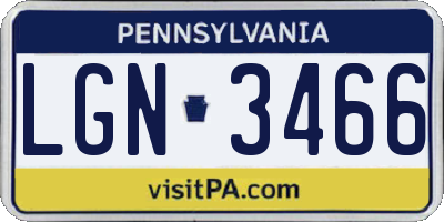PA license plate LGN3466