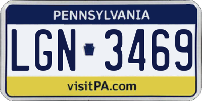 PA license plate LGN3469