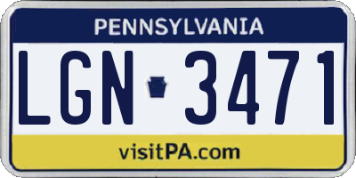 PA license plate LGN3471