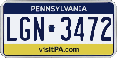 PA license plate LGN3472
