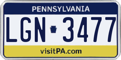 PA license plate LGN3477
