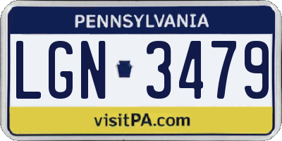 PA license plate LGN3479