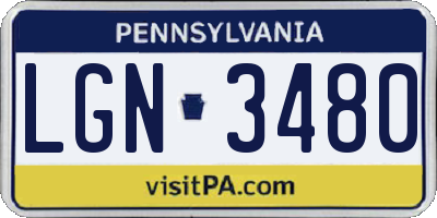 PA license plate LGN3480
