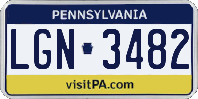 PA license plate LGN3482