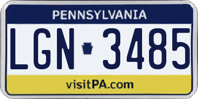 PA license plate LGN3485