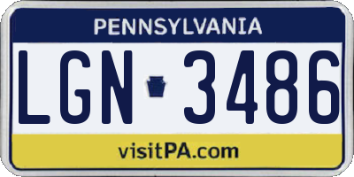PA license plate LGN3486