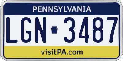 PA license plate LGN3487