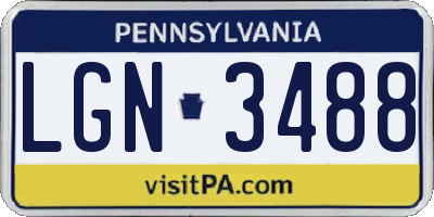 PA license plate LGN3488