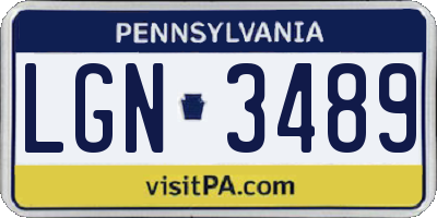 PA license plate LGN3489