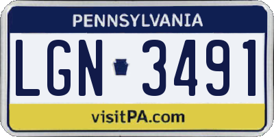 PA license plate LGN3491