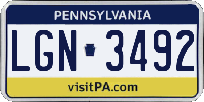 PA license plate LGN3492