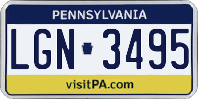 PA license plate LGN3495