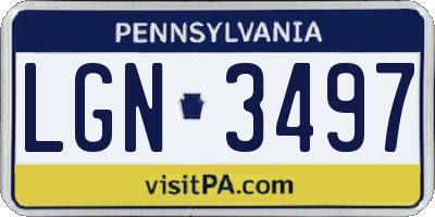 PA license plate LGN3497