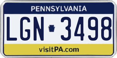 PA license plate LGN3498