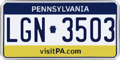 PA license plate LGN3503