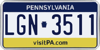 PA license plate LGN3511