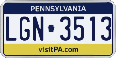 PA license plate LGN3513