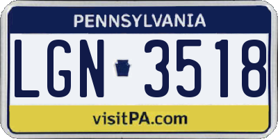 PA license plate LGN3518