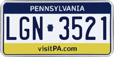 PA license plate LGN3521