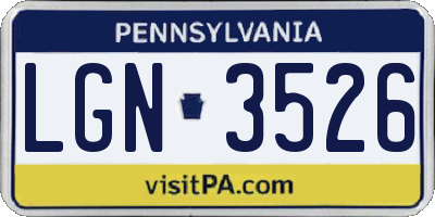 PA license plate LGN3526