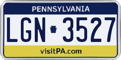 PA license plate LGN3527