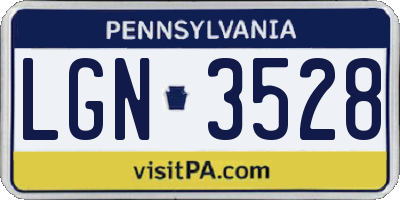 PA license plate LGN3528