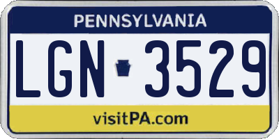 PA license plate LGN3529