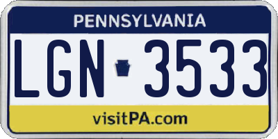 PA license plate LGN3533