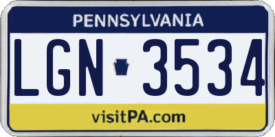PA license plate LGN3534
