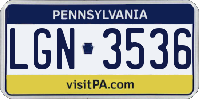 PA license plate LGN3536