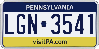 PA license plate LGN3541