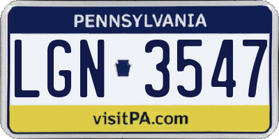 PA license plate LGN3547