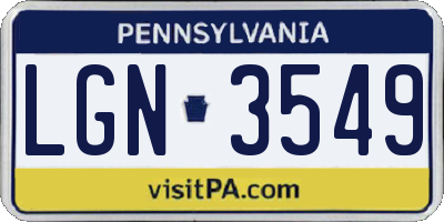 PA license plate LGN3549
