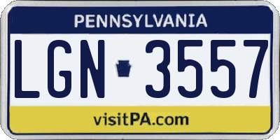 PA license plate LGN3557