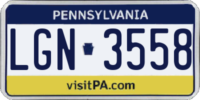 PA license plate LGN3558