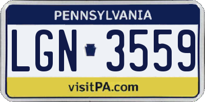 PA license plate LGN3559
