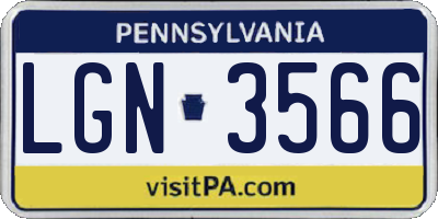 PA license plate LGN3566
