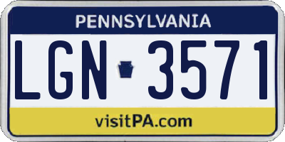 PA license plate LGN3571