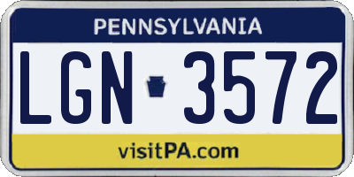 PA license plate LGN3572