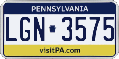 PA license plate LGN3575