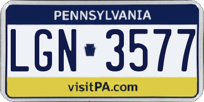 PA license plate LGN3577