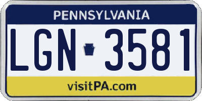 PA license plate LGN3581
