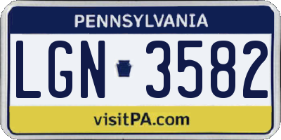 PA license plate LGN3582