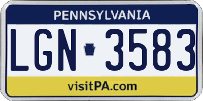 PA license plate LGN3583