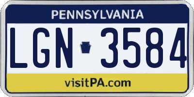 PA license plate LGN3584